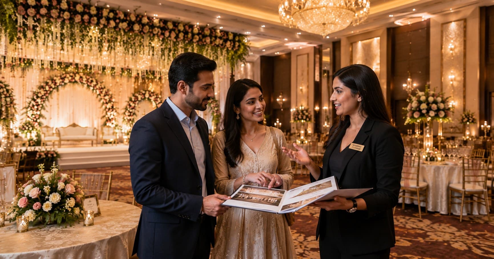 Elegant wedding venue prepared for a celebration